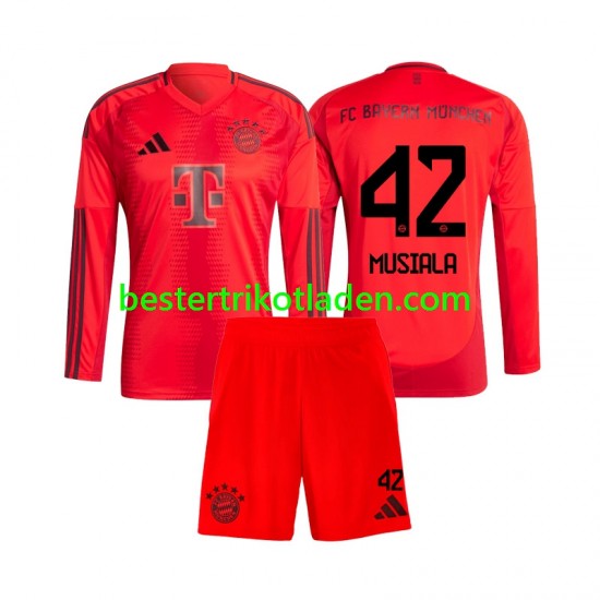 Fußballtrikot FC Bayern München Jamal Musiala 42 Heim Trikot Home 2024-2025 Langarm für Kinder