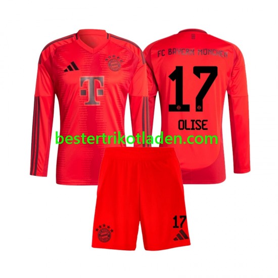Fußballtrikot FC Bayern München Michael Olise 17 Heim Trikot Home 2024-2025 Langarm für Kinder