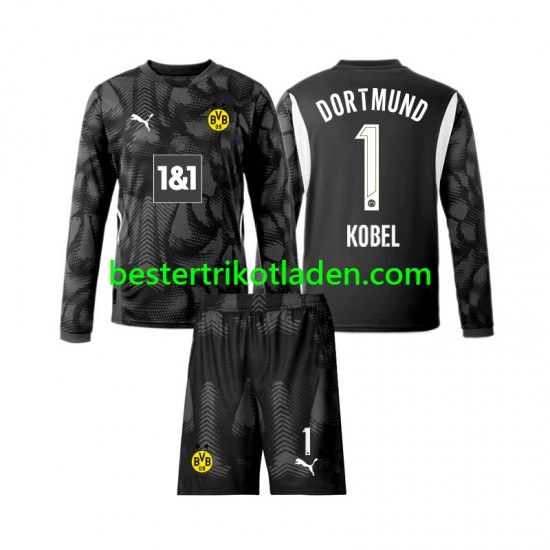 Fußballtrikot Borussia Dortmund Gregor Kobel 1 Torwart Viertes trikot 2024-2025 Langarm für Kinder