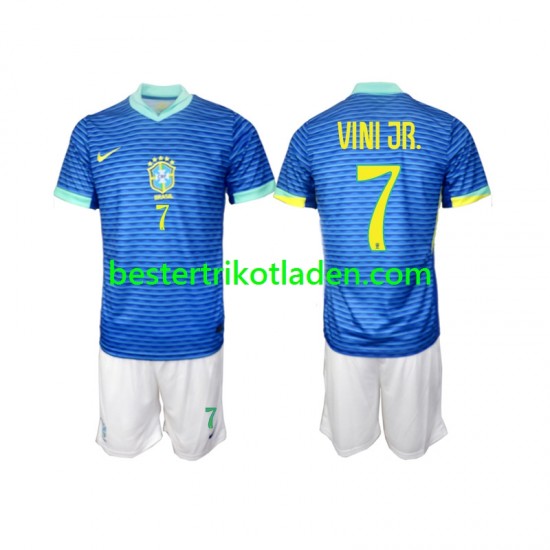 Fußballtrikot Brasilien VINI JR 7 Auswärts Trikot Away 2024 Kurzarm für Kinder