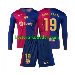 Fußballtrikot FC Barcelona Lamine Yamal 19 Heim Trikot Home 2024-2025 Langarm für Kinder