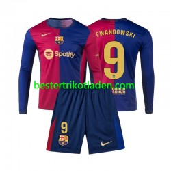 Fußballtrikot FC Barcelona Lewandowski 9 Heim Trikot Home 2024-2025 Langarm für Kinder