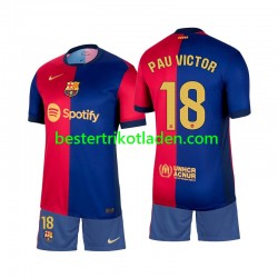 Fußballtrikot FC Barcelona Pau Victor 18 Heim Trikot Home 2024-2025 Kurzarm für Kinder