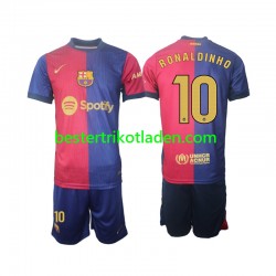 Fußballtrikot FC Barcelona Ronaldinho 10 Heim Trikot Home 2024-2025 Langarm für Kinder