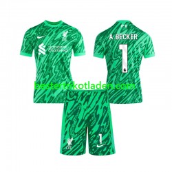 Fußballtrikot Liverpool Alisson Becker 1 Torwart Auswärts Trikot Away 2024-2025 Kurzarm für Kinder