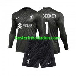 Fußballtrikot Liverpool Alisson Becker 1 Torwart Heim Trikot Home 2024-2025 Langarm für Kinder