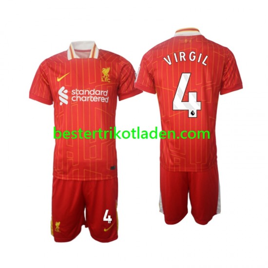 Fußballtrikot Liverpool Virgil 4 Heim Trikot Home 2024-2025 Kurzarm für Kinder