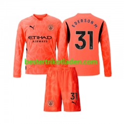 Fußballtrikot Manchester City Ederson Moraes 31 Torwart Auswärts Trikot Away 2024-2025 Langarm für Kinder
