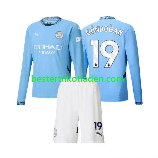 Fußballtrikot Manchester City Gundogan 19 Heim Trikot Home 2024-2025 Langarm für Kinder