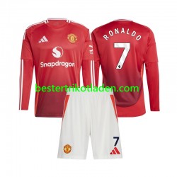 Fußballtrikot Manchester United Cristiano Ronaldo 7 Heim Trikot Home 2024-2025 Langarm für Kinder