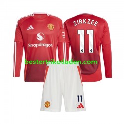 Fußballtrikot Manchester United Joshua Zirkzee 11 Heim Trikot Home 2024-2025 Langarm für Kinder