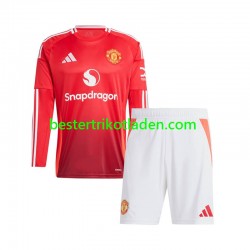 Fußballtrikot Manchester United Heim Trikot Home 2024-2025 Langarm für Kinder