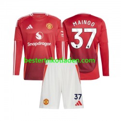 Fußballtrikot Manchester United Kobbie Mainoo 37 Heim Trikot Home 2024-2025 Langarm für Kinder