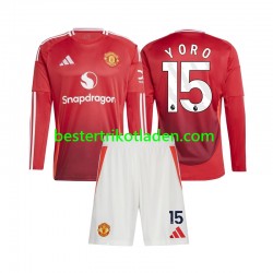 Fußballtrikot Manchester United Leny Yoro 15 Heim Trikot Home 2024-2025 Langarm für Kinder
