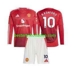 Fußballtrikot Manchester United Marcus Rashford 10 Heim Trikot Home 2024-2025 Langarm für Kinder