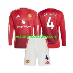 Fußballtrikot Manchester United Matthijs de Ligt 4 Heim Trikot Home 2024-2025 Langarm für Kinder