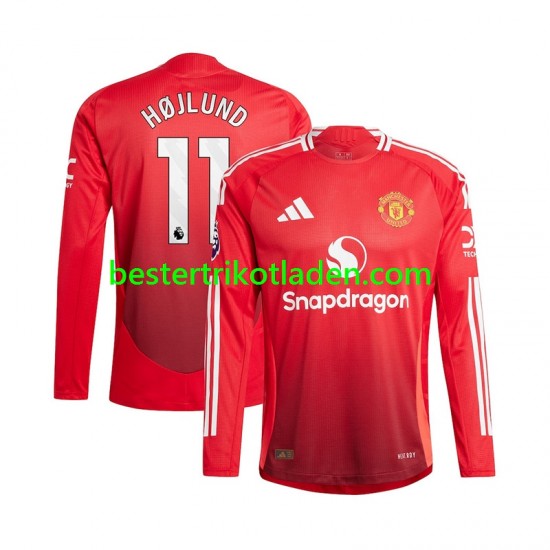 Fußballtrikot Manchester United Rasmus Hojlund 11 Heim Trikot Home 2024-2025 Langarm für Herren