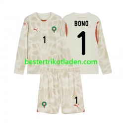 Fußballtrikot Marokko Yassine Bounou 1 Torwart Auswärts Trikot Away 2024 Langarm für Kinder