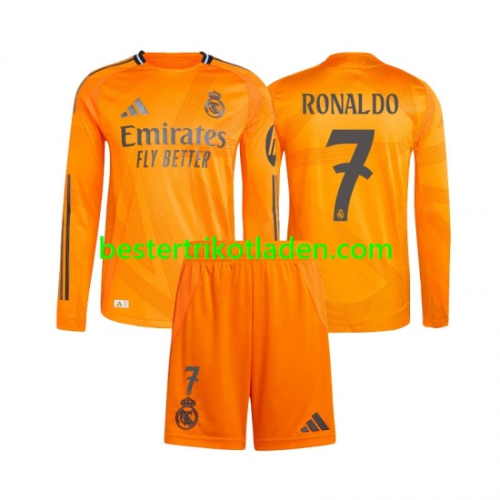 Fußballtrikot Real Madrid Cristiano Ronaldo 7 Auswärts Trikot Away 2024-2025 Langarm für Kinder