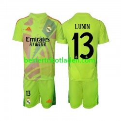 Fußballtrikot Real Madrid Lunin 13 Torwart Viertes trikot 2024-2025 Kurzarm für Kinder