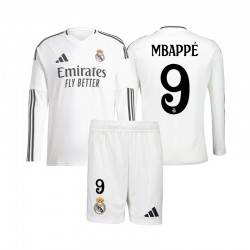 Fußballtrikot Real Madrid Mbappé 9 Heim Trikot Home 2024-2025 Langarm für Kinder