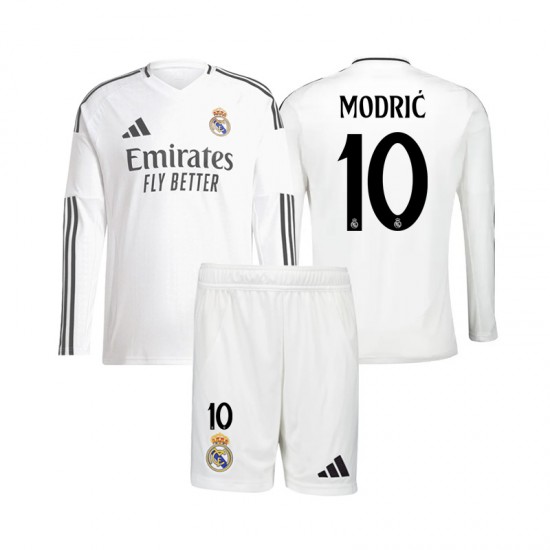 Fußballtrikot Real Madrid Modrić 10 Heim Trikot Home 2024-2025 Langarm für Kinder