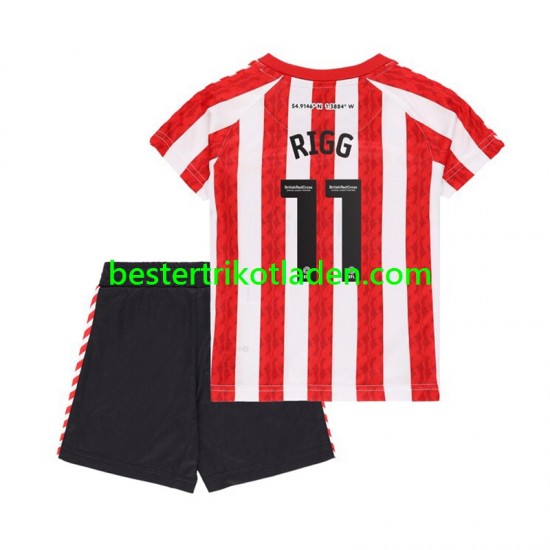 Fußballtrikot Sunderland Chris Rigg 11 Heim Trikot Home 2024-2025 Kurzarm für Kinder