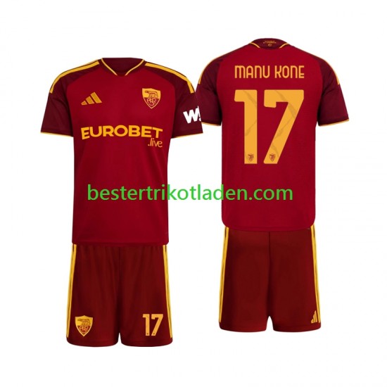 Fußballtrikot AS Rom Manu Kone 17 Heim Trikot Home 2026-2027 Kurzarm für Kinder