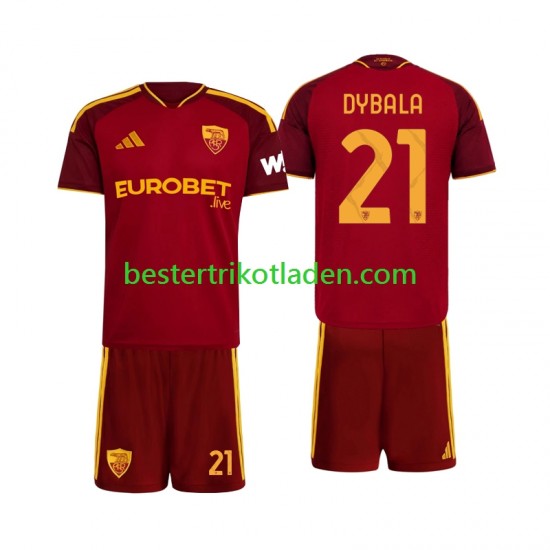 Fußballtrikot AS Rom Paulo Dybala 21 Heim Trikot Home 2026-2027 Kurzarm für Kinder