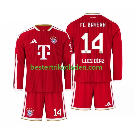 Fußballtrikot FC Bayern München Luis Diaz 14 Heim Trikot Home 2026-2027 Langarm für Kinder