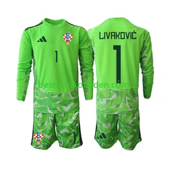 Fußballtrikot Kroatien Dominik Livakovic 25 Torwart Heim Trikot Home 2026-2027 Langarm für Kinder