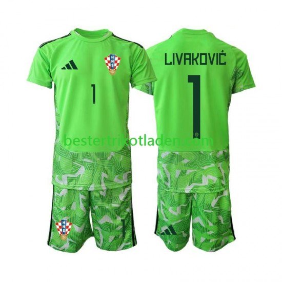 Fußballtrikot Kroatien Dominik Livakovic 25 Torwart Heim Trikot Home 2026-2027 Kurzarm für Kinder
