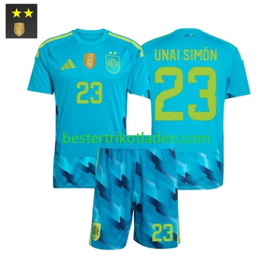 Fußballtrikot Spanien Unai Simon 23 Torwart Heim Trikot Home 2026-2027 Kurzarm für Kinder
