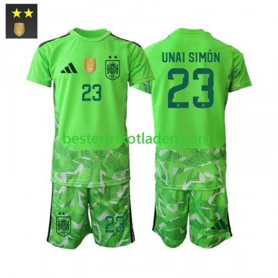 Fußballtrikot Spanien Unai Simon 23 Torwart Ausweich Trikot 3rd 2026-2027 Kurzarm für Kinder