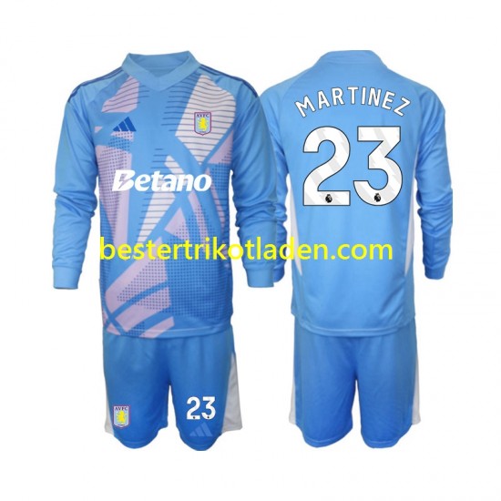 Fußballtrikot Aston Villa Emiliano Martinez 23 Torwart Ausweich Trikot 3rd 2024-2025 Langarm für Kinder