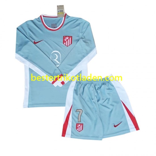 Fußballtrikot Atlético Madrid Antoine Griezmann 7 Auswärts Trikot Away 2024-2025 Langarm für Kinder