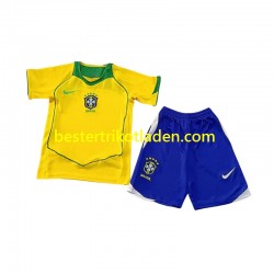 Fußballtrikot Brasilien Retro Heim Trikot Home 2004 Kurzarm für Kinder