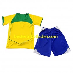 Fußballtrikot Brasilien Retro Heim Trikot Home 2004 Kurzarm für Kinder