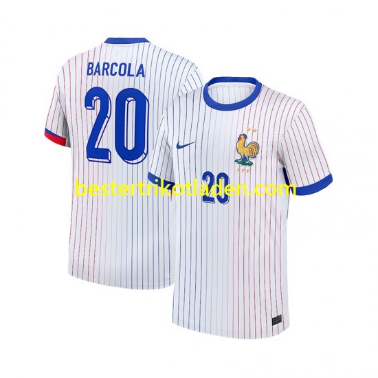 Fußballtrikot Frankreich Bradley Barcola 20 Auswärts Trikot Away 2024 Kurzarm für Herren