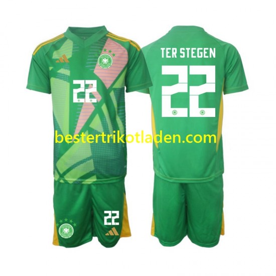 Fußballtrikot Deutschland Ter Stegen 22 Torwart Ausweich Trikot 3rd 2024-2025 Kurzarm für Kinder