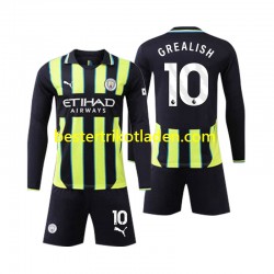 Fußballtrikot Manchester City Jack Grealish 10 Auswärts Trikot Away 2024-2025 Langarm für Kinder