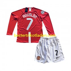 Fußballtrikot Manchester United Cristiano Ronaldo 7 Champion League 2007 Retro Heim Trikot Home Langarm für Kinder