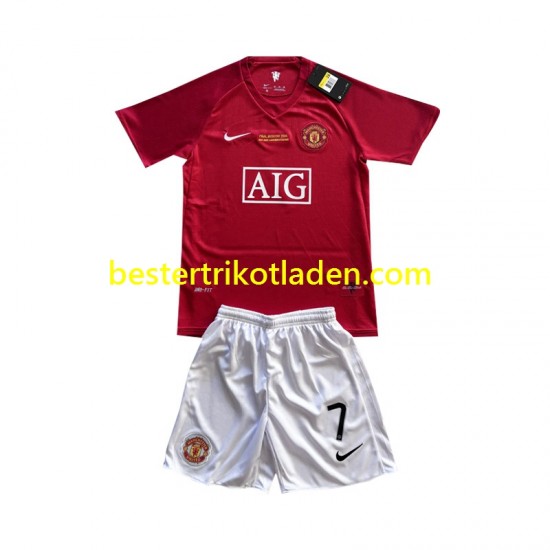 Fußballtrikot Manchester United Cristiano Ronaldo 7 Champion League 2007 Retro Heim Trikot Home Kurzarm für Kinder