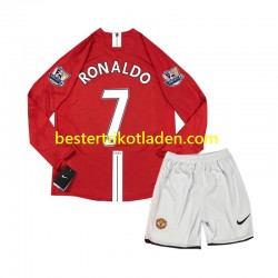 Fußballtrikot Manchester United Cristiano Ronaldo 7 2007 Retro Heim Trikot Home Langarm für Kinder
