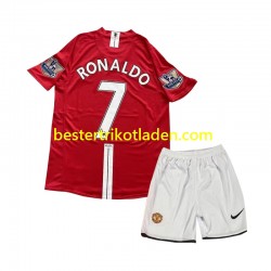 Fußballtrikot Manchester United Cristiano Ronaldo 7 2007 Retro Heim Trikot Home Kurzarm für Kinder
