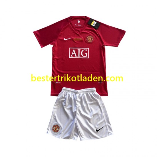 Fußballtrikot Manchester United Champion League 2007 Heim Trikot Home Kurzarm für Kinder
