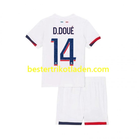 Fußballtrikot Paris Saint-Germain Desire Doue 14 Auswärts Trikot Away 2024-2025 Kurzarm für Kinder