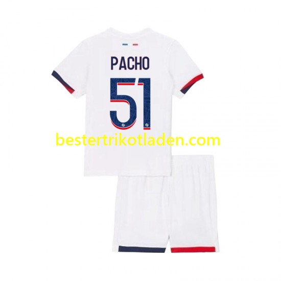 Fußballtrikot Paris Saint-Germain Willian Pacho 51 Auswärts Trikot Away 2024-2025 Kurzarm für Kinder