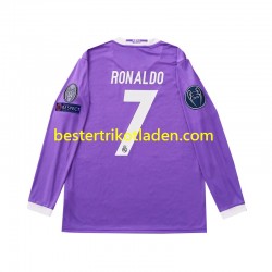 Fußballtrikot Real Madrid Cristiano Ronaldo 7 2016 Retro Auswärts Trikot Away Langarm für Kinder