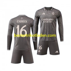 Fußballtrikot Real Madrid ENDRICK 16 Auswärts Trikot Away 2024-2025 Langarm für Kinder